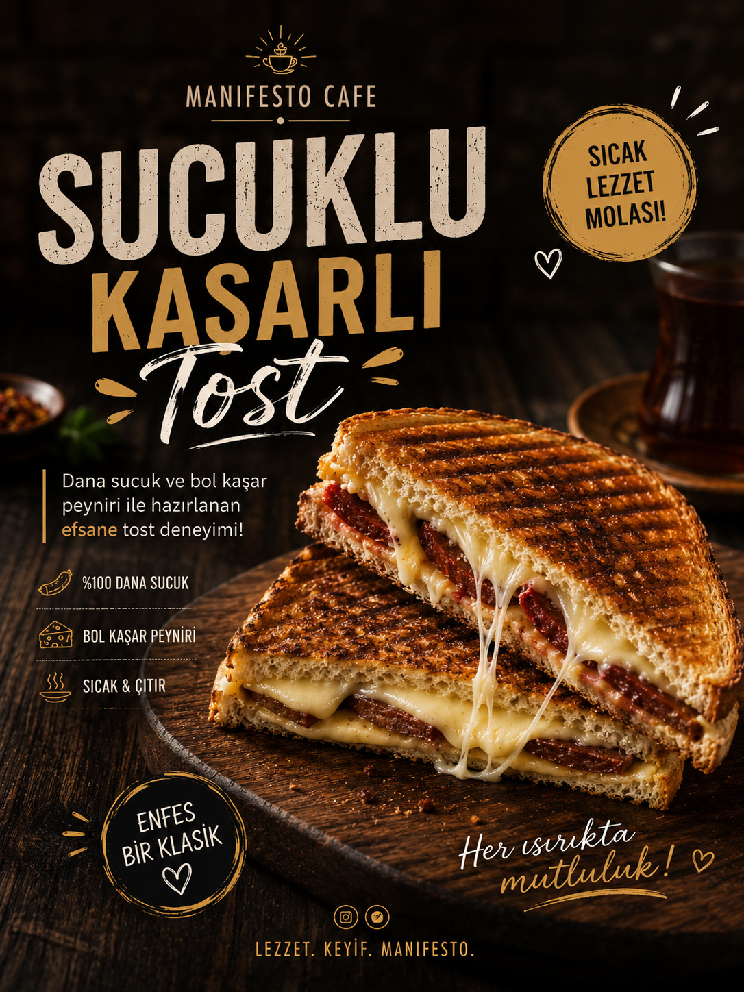 sucuklu  kaşarlı tost