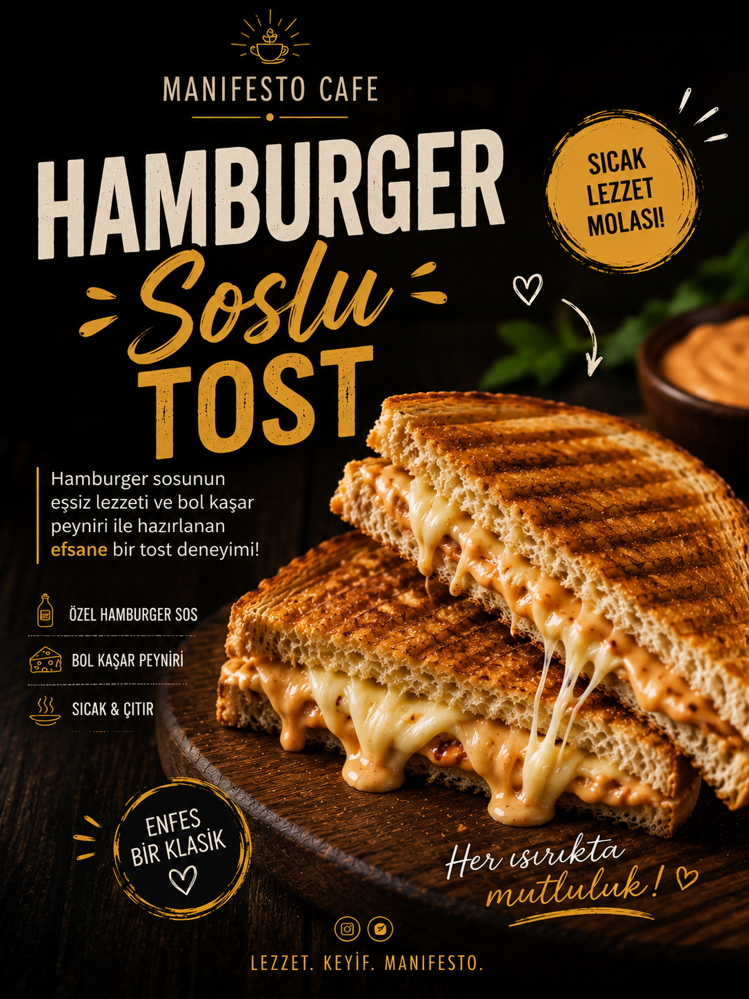 hamburger soslu kaşarlı tost